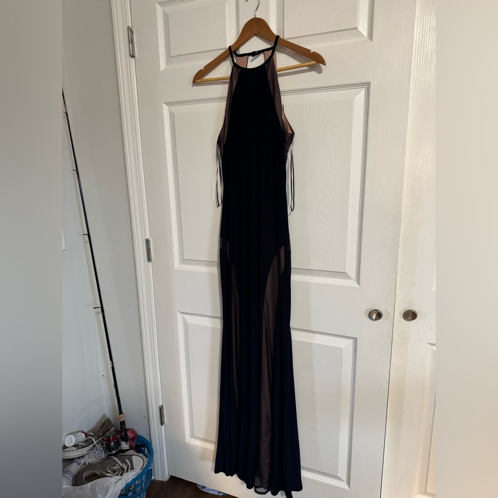Morgan & Co. Black Backless Gown
